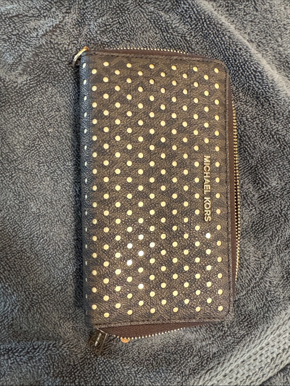 Michael Kors Brown Wallet with Gold Studs